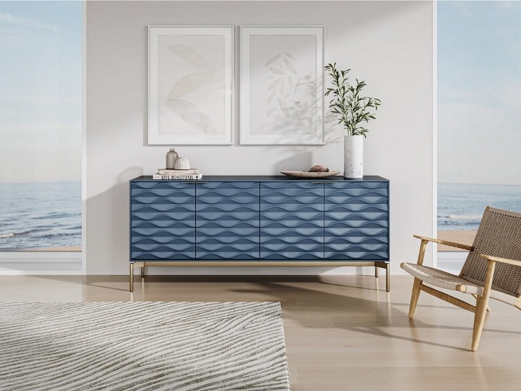 Ripple 7629 Credenza in home with rug and chair decor